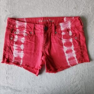 American Eagle The Dye Shorts Womens 6 Stretch Frayed Hippie‎ Festival Hot Pink